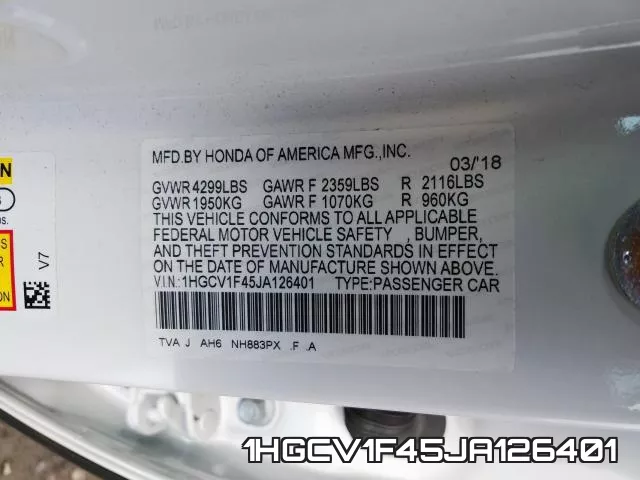 1HGCV1F45JA126401 фото 2