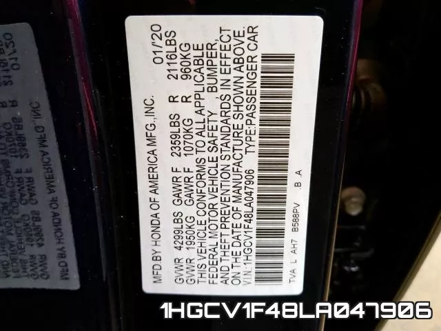 1HGCV1F48LA047906 фото 2