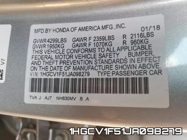 1HGCV1F51JA098279 фото 2