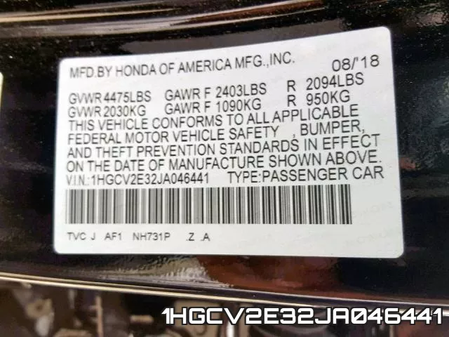 1HGCV2E32JA046441 фото 2