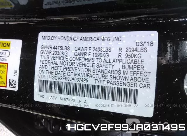 1HGCV2F99JA037495 фото 10