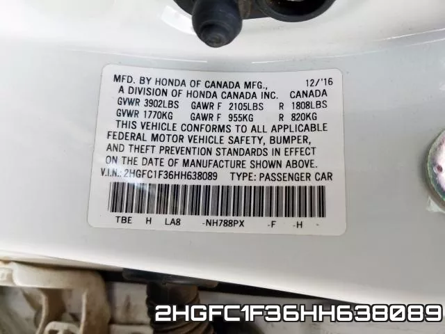 2HGFC1F36HH638089 фото 2