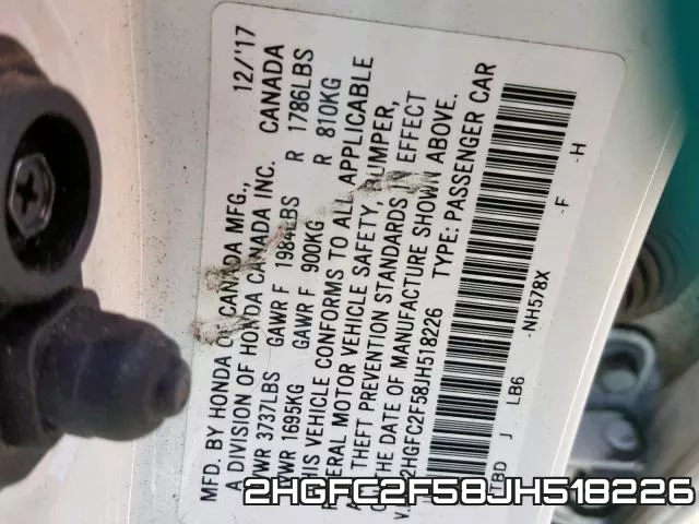 2HGFC2F58JH518226 фото 2