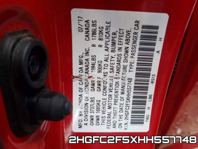 2HGFC2F5XHH557748 фото 2