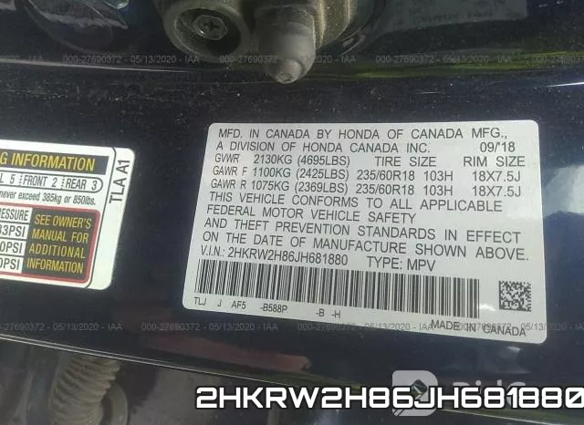 2HKRW2H86JH681880 фото 10