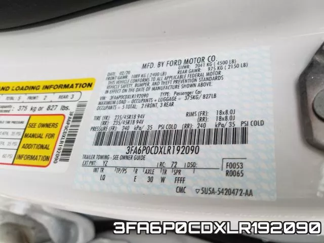 3FA6P0CDXLR192090 фото 2