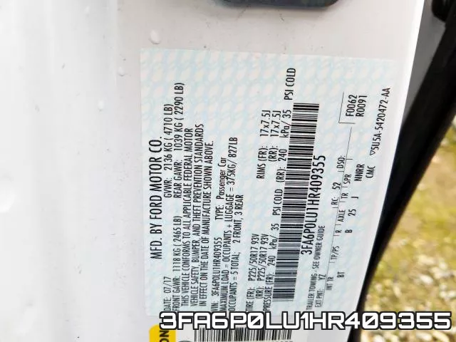 3FA6P0LU1HR409355 фото 2