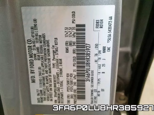 3FA6P0LU8HR385927 фото 2