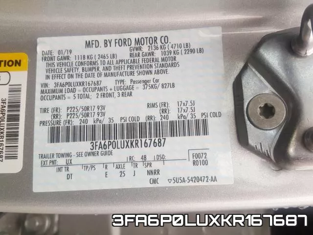 3FA6P0LUXKR167687 фото 2