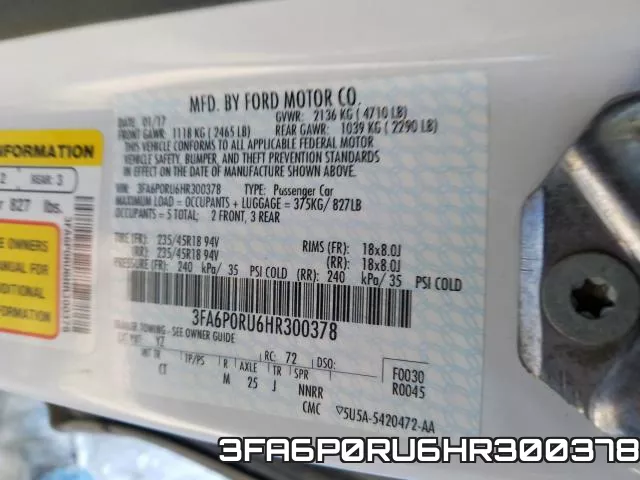 3FA6P0RU6HR300378 фото 2