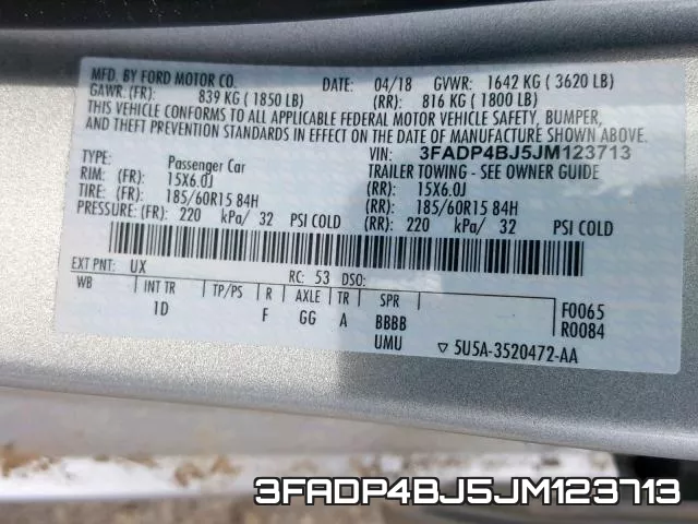 3FADP4BJ5JM123713 фото 2