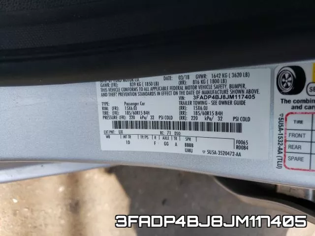 3FADP4BJ8JM117405 фото 2