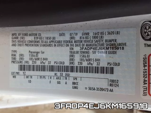 3FADP4EJ6KM165918 фото 2