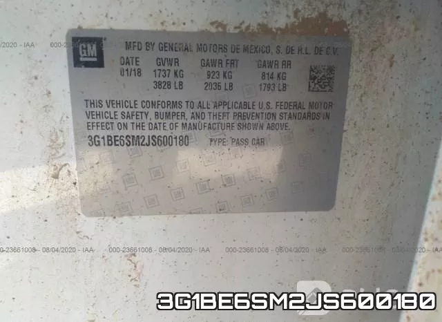 3G1BE6SM2JS600180 фото 10