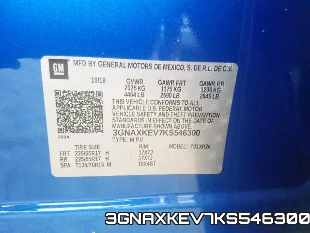 3GNAXKEV7KS546300 фото 2