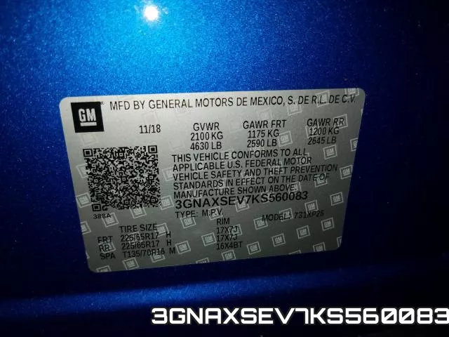 3GNAXSEV7KS560083 фото 2