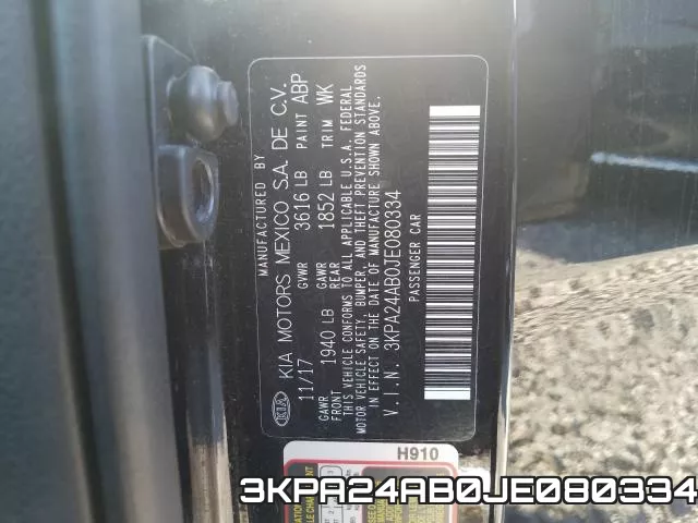 3KPA24AB0JE080334 фото 2