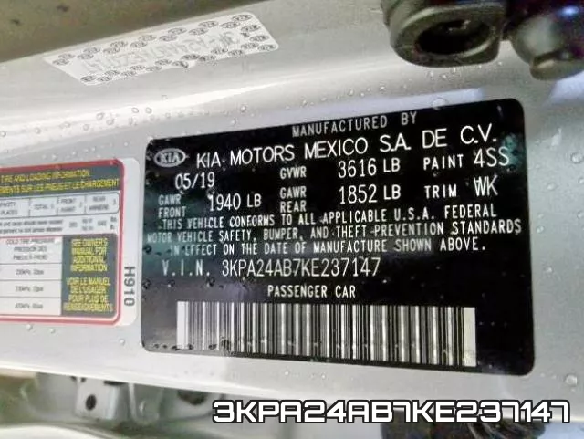 3KPA24AB7KE237147 фото 2