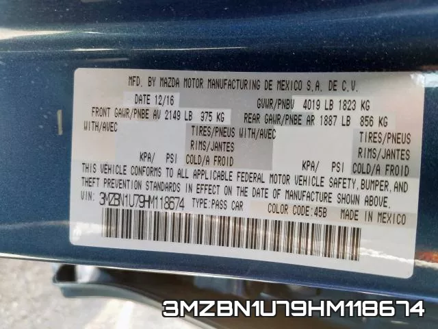 3MZBN1U79HM118674 фото 2