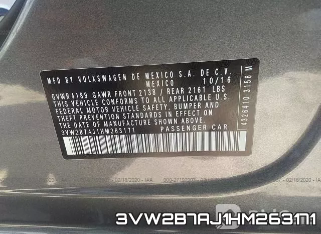 3VW2B7AJ1HM263171 фото 10
