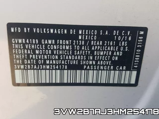3VW2B7AJ3HM254178 фото 2