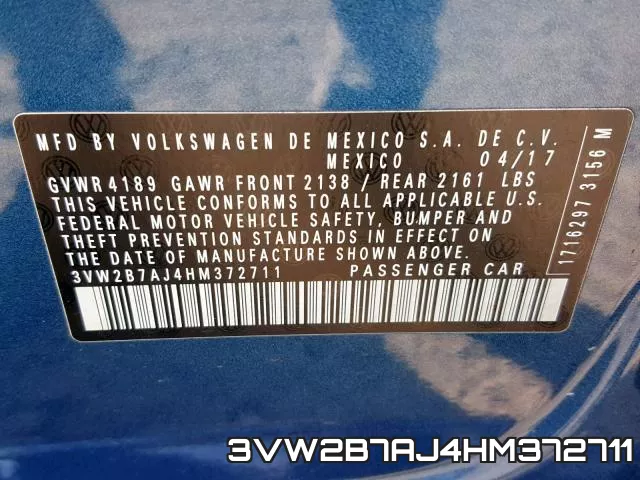 3VW2B7AJ4HM372711 фото 2