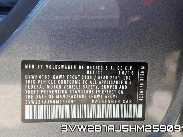 3VW2B7AJ5HM259091 фото 2