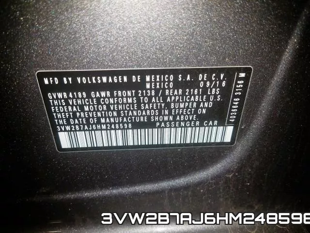3VW2B7AJ6HM248598 фото 2