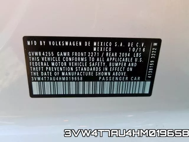 3VW4T7AU4HM019658 фото 2