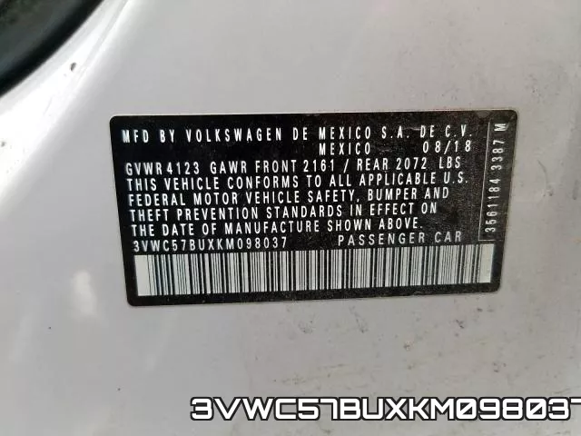 3VWC57BUXKM098037 фото 2