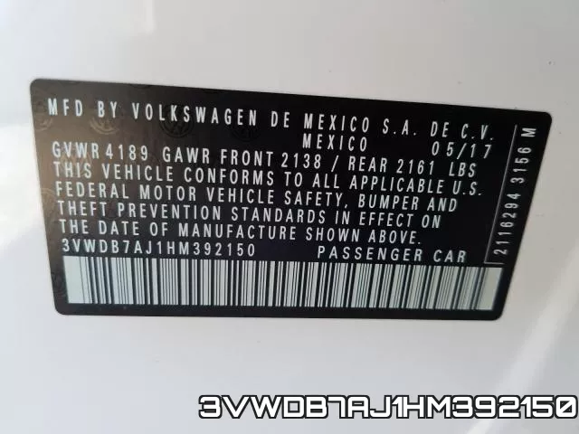 3VWDB7AJ1HM392150 фото 2