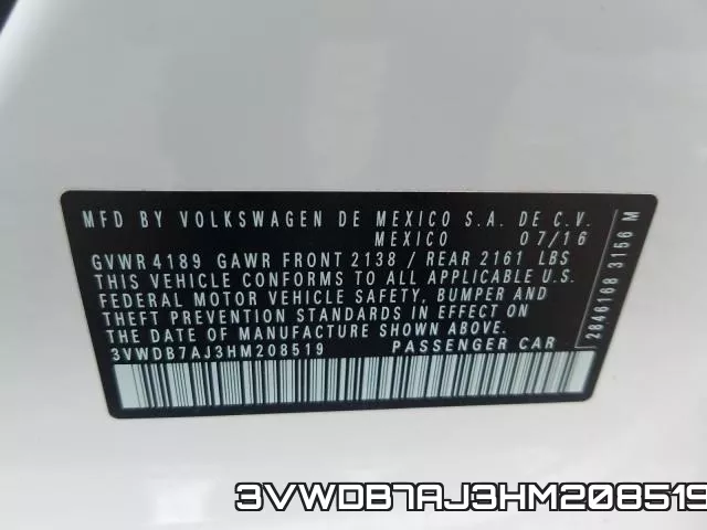 3VWDB7AJ3HM208519 фото 2