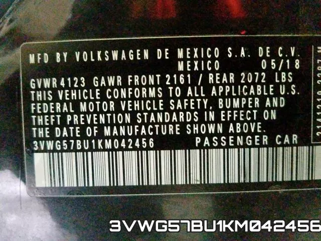 3VWG57BU1KM042456 фото 2