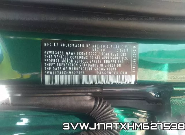 3VWJ17ATXHM627538 фото 10