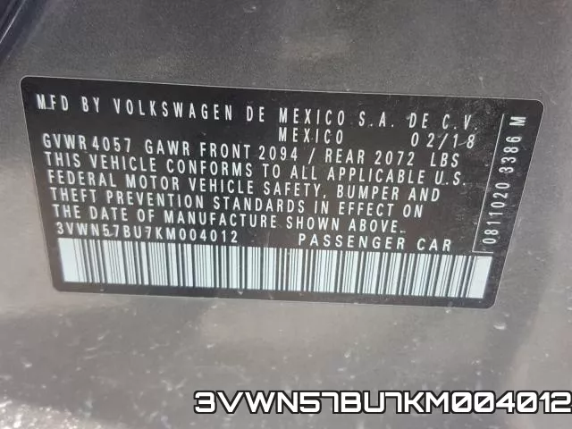 3VWN57BU7KM004012 фото 2
