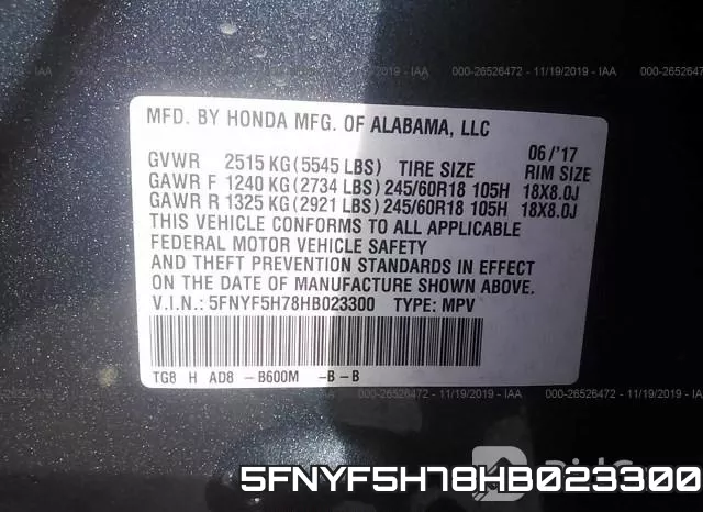5FNYF5H78HB023300 фото 10