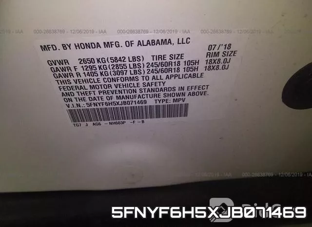 5FNYF6H5XJB071469 фото 10