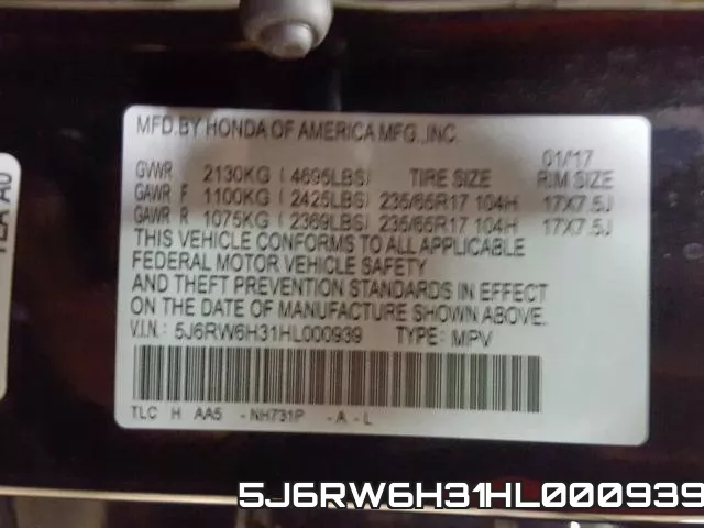 5J6RW6H31HL000939 фото 2