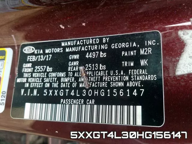 5XXGT4L30HG156147 фото 2