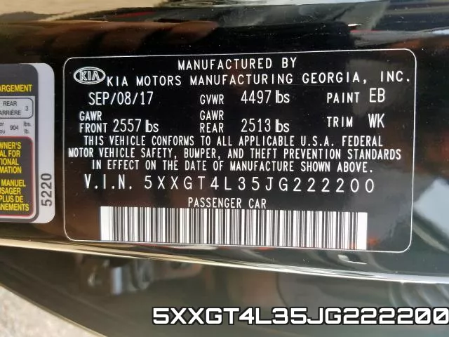 5XXGT4L35JG222200 фото 2