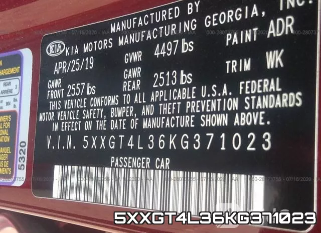 5XXGT4L36KG371023 фото 10