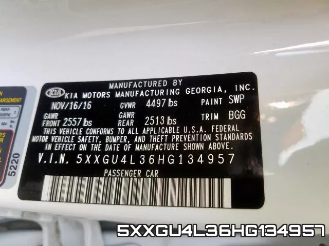 5XXGU4L36HG134957 фото 2