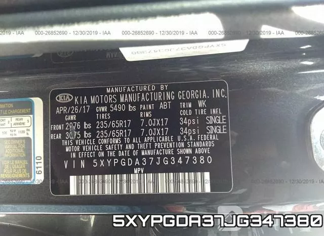 5XYPGDA37JG347380 фото 10