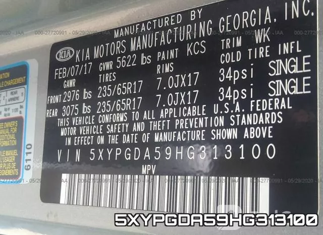 5XYPGDA59HG313100 фото 10