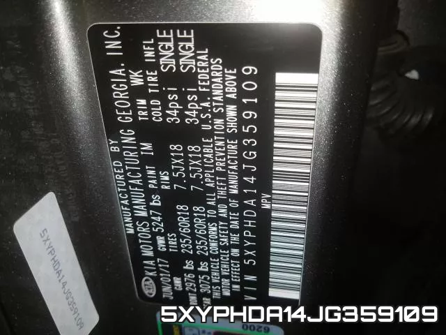 5XYPHDA14JG359109 фото 2