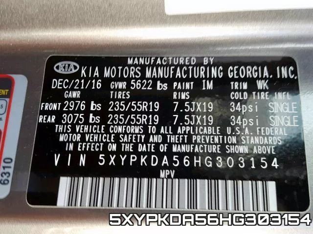 5XYPKDA56HG303154 фото 2