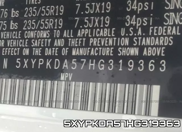 5XYPKDA57HG319363 фото 10