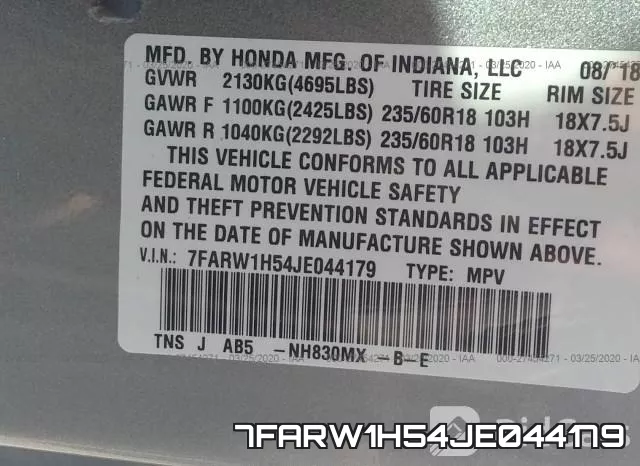 7FARW1H54JE044179 фото 10