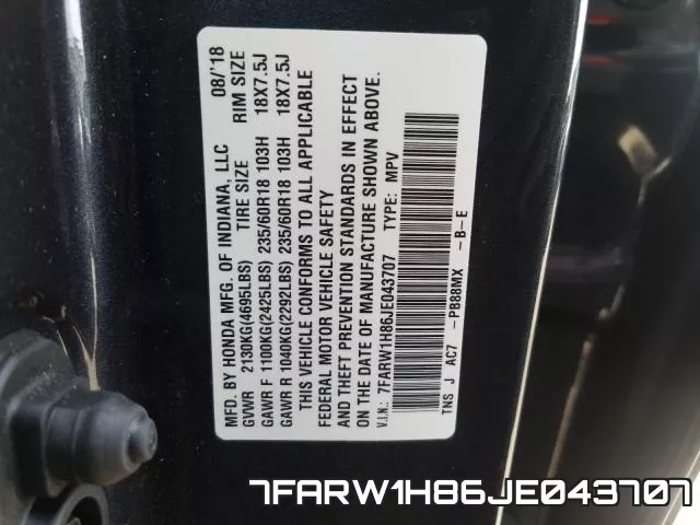 7FARW1H86JE043707 фото 2