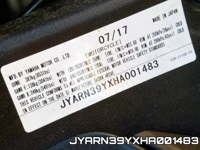 JYARN39YXHA001483 фото 2